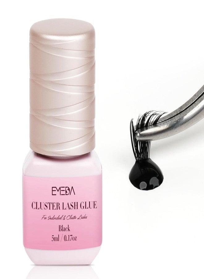 EMEDA Sensitive Open Eyes Lash Cluster Glue 3s Strong Hold Long Lasting for 2 Weeks, Waterproof Eyelash Adhesive for Sensitive Eyes & DIY Individual & Clusters & Semi-Permanent Lash Extensions (5ml Black) - Image 1